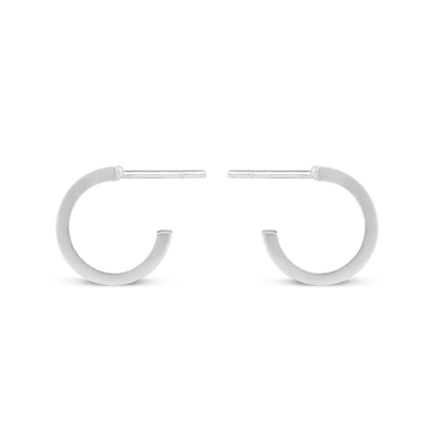 Small Flat Edge Hoop Earrings - Silver