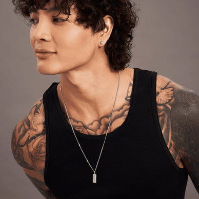 Square Bullion Stud Earrings - Silver