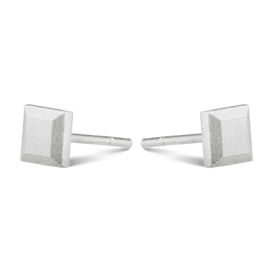 Square Bullion Stud Earrings - Silver