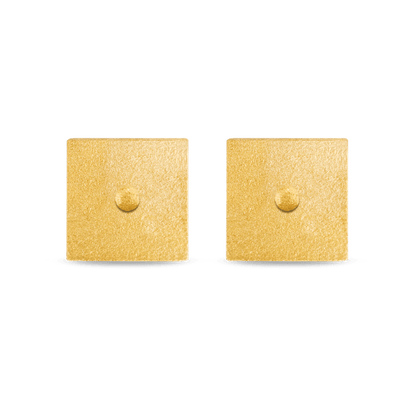 Square Bullion Stud Earrings - Gold 24k