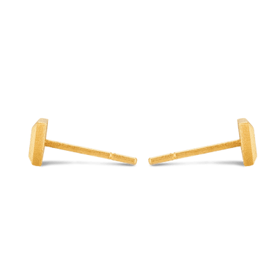 Square Bullion Stud Earrings - Gold 24k