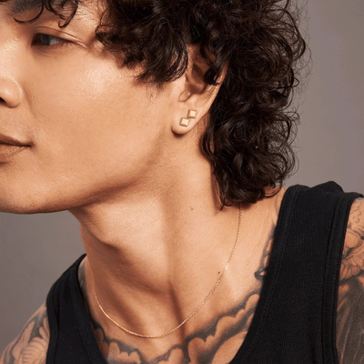 Square Bullion Stud Earrings - Gold 24k