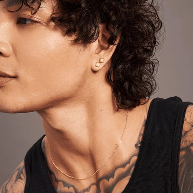 Square Bullion Stud Earrings - Gold 24k