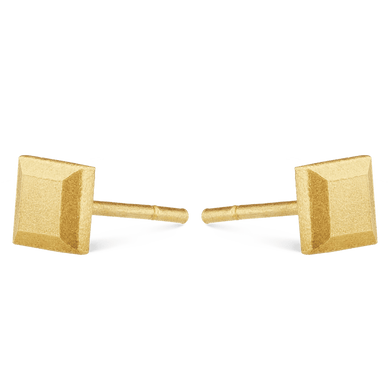 Square Bullion Stud Earrings - Gold 24k