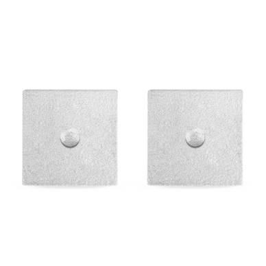 Square Bullion Stud Earrings - Silver