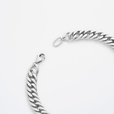 Statement Diamond Cut Double Curb Chain Bracelet - Platinum