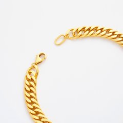 Statement Diamond Cut Double Curb Chain Bracelet - Gold 24k