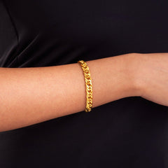 Statement Diamond Cut Double Curb Chain Bracelet - Gold 24k