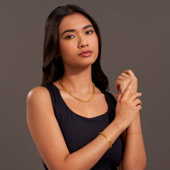 Statement Diamond Cut Double Curb Chain Bracelet - Gold 24k