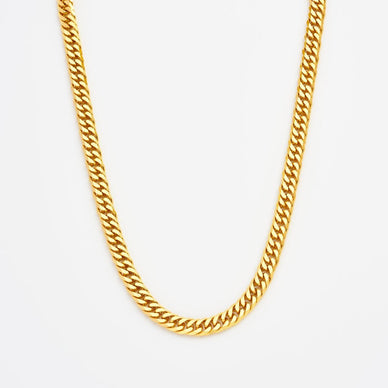 Statement Diamond Cut Double Curb Chain Necklace - Gold 24k