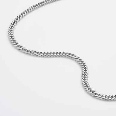 Statement Diamond Cut Double Curb Chain Necklace - Platinum