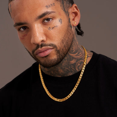 Statement Diamond Cut Double Curb Chain Necklace - Gold 24k