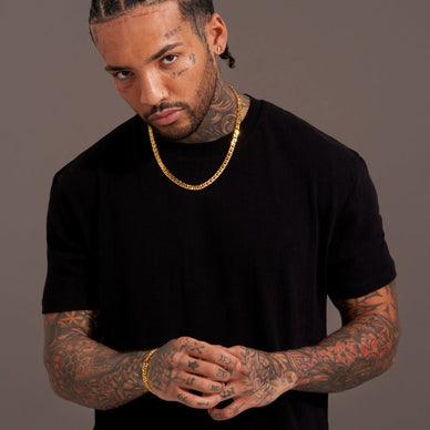 Statement Diamond Cut Double Curb Chain Necklace - Gold 24k