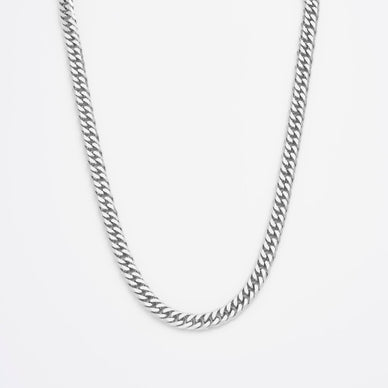 Statement Diamond Cut Double Curb Chain Necklace - Platinum