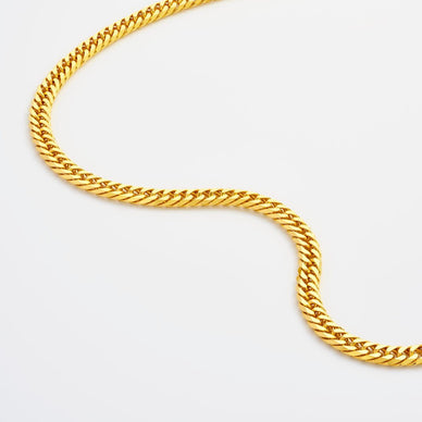Statement Diamond Cut Double Curb Chain Necklace - Gold 24k