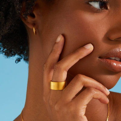Statement Wide Flat Ring - Gold 24k