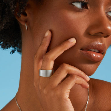 Statement Wide Flat Ring - Platinum