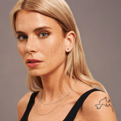 Trio Bead Stud Earrings - Silver