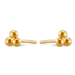 Trio Bead Stud Earrings - Gold 24k