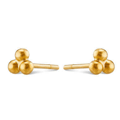 Trio Bead Stud Earrings - Gold 24k