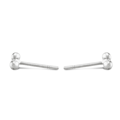 Trio Bead Stud Earrings - Silver