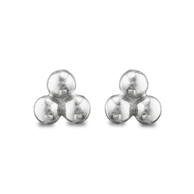 Trio Bead Stud Earrings - Silver