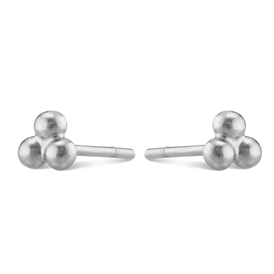 Trio Bead Stud Earrings - Silver