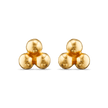 Trio Bead Stud Earrings - Gold 24k