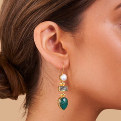 Triple Stone Drop Earrings