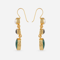 Triple Stone Drop Earrings