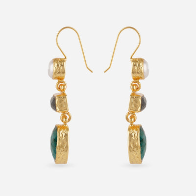Triple Stone Drop Earrings