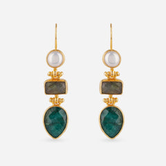Triple Stone Drop Earrings