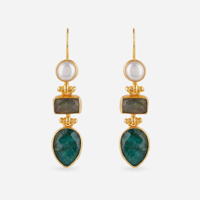 Triple Stone Drop Earrings