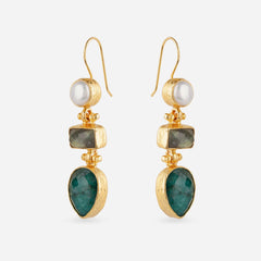 Triple Stone Drop Earrings