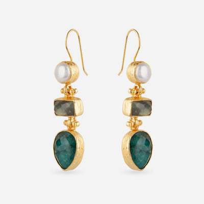 Triple Stone Drop Earrings