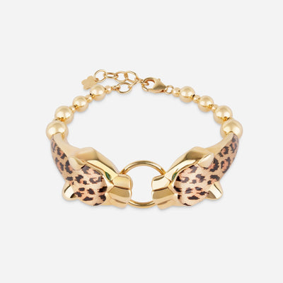 Twin Leopard Bead Chain Bracelet