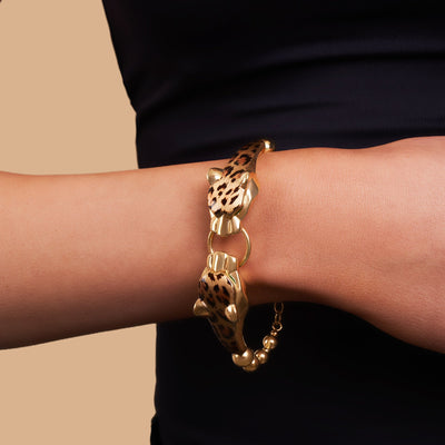 Twin Leopard Bead Chain Bracelet