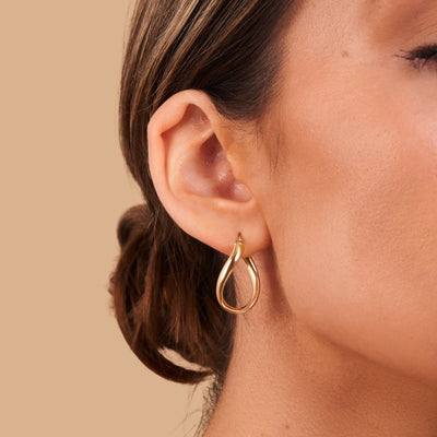 Twisted Gold Hoop Earrings - 18k