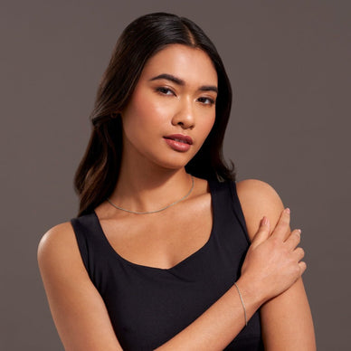 Wide Diamond Cut Cable Chain Bracelet - Platinum