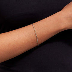 Wide Diamond Cut Cable Chain Bracelet - Platinum