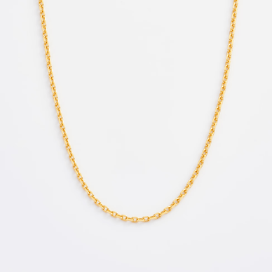 Wide Diamond Cut Cable Chain Necklace - Gold 24k