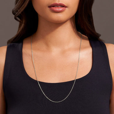 Wide Diamond Cut Cable Chain Necklace - Platinum