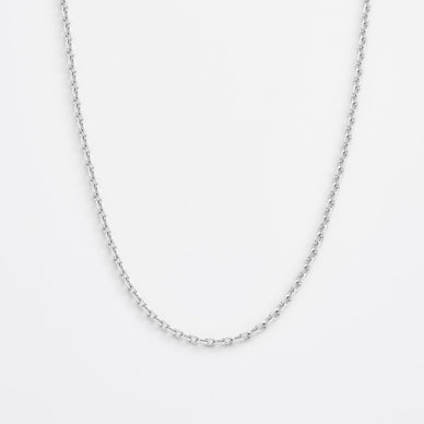 Wide Diamond Cut Cable Chain Necklace - Platinum