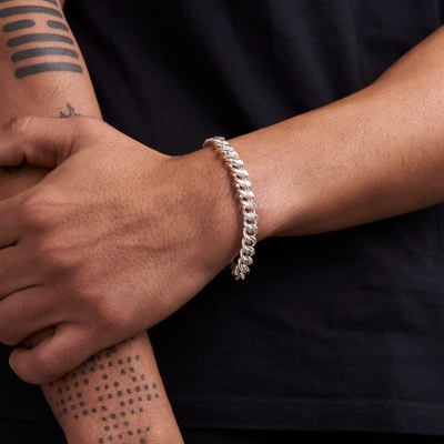 Wide Filed Curb Chain Bracelet