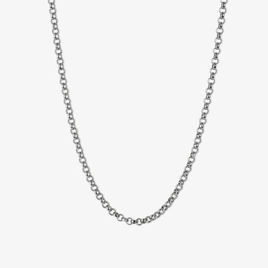 Wide Rolo Chain Necklace - Platinum