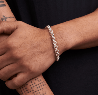 Wide Round Belcher Chain Bracelet