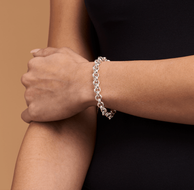 Wide Round Belcher Chain Bracelet