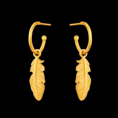 Feather Charm Hoop Earrings