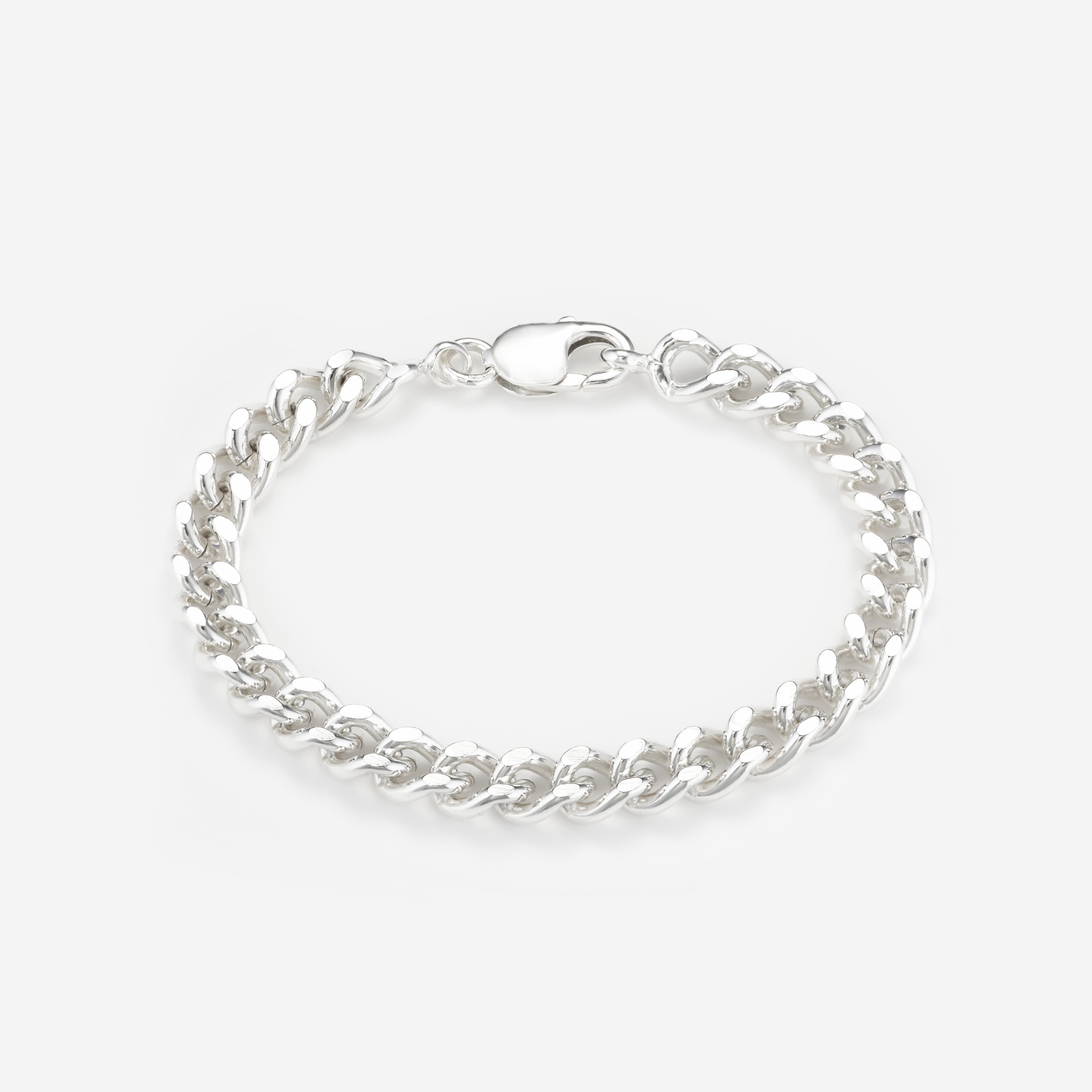 Shop Silver Bracelet Chains Wide Filed Curb Chain Bracelet