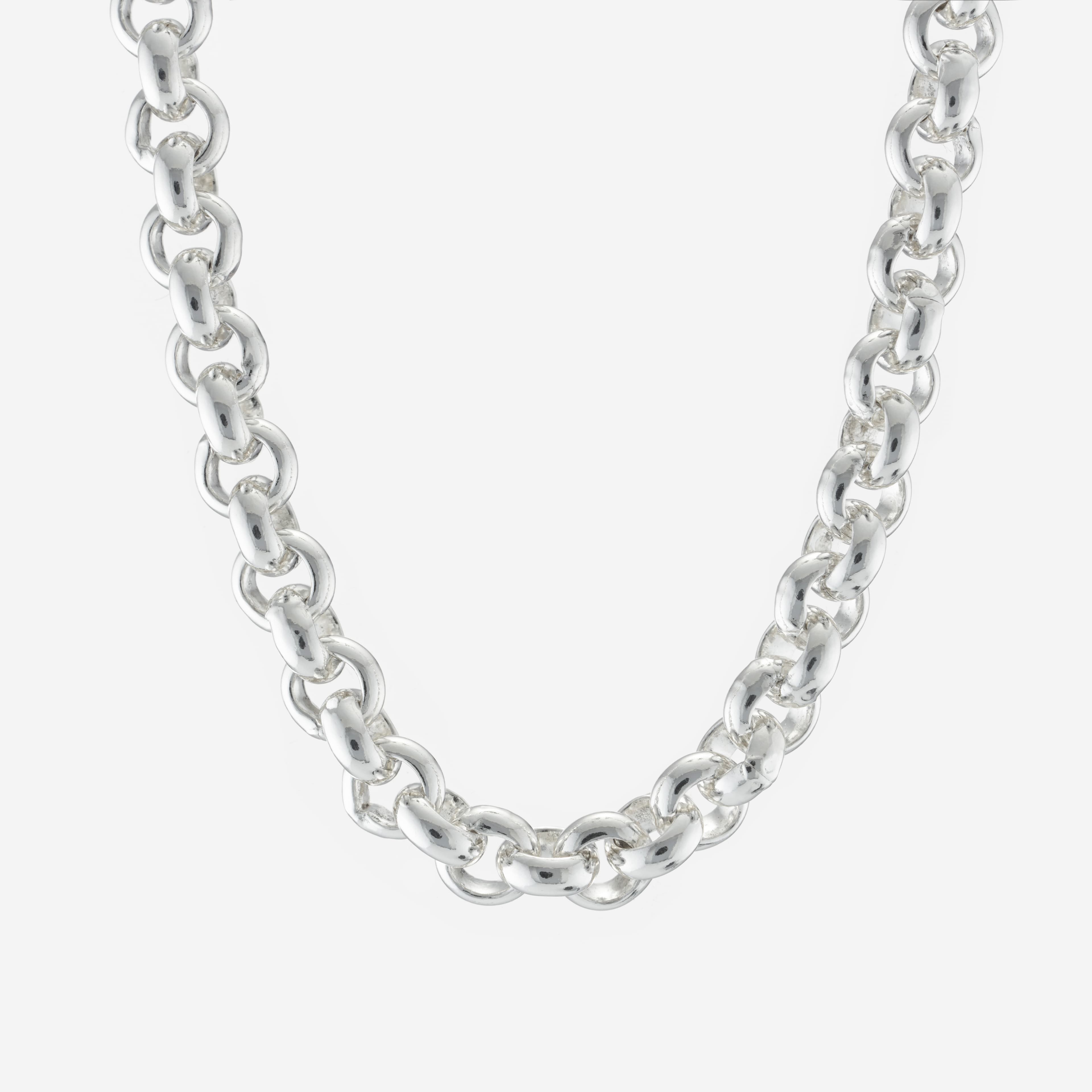 Shop Silver Necklace Chains Wide Round Belcher Chain Necklace